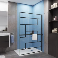 Paroi de douche 140 x 200cm - 8mm verre anticalcaire Style moderne + Étagère de Douche 140cm en alu
