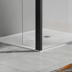 Paroi de douche a l italienne 70x200 cm Verre trempe 8 mm Profile mural et barre de stabilisation 90 cm recoupable Aluminium