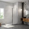 Paroi de douche avec 40 cm retour pivotant - 80 x 200 cm - 8 mm Verre effet Brume, finition chrome avec barre de fixation 90cm