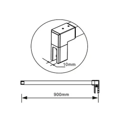 Paroi de douche avec 40 cm retour pivotant - 80 x 200 cm - 8 mm Verre effet Brume, finition chrome avec barre de fixation 90cm