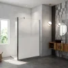 Paroi De Douche| Paroi de douche avec 40 cm retour pivotant - 90 x 200 cm - 8 mm Verre effet Brume, finition chrome avec barre de fixation 140cm