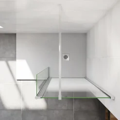 Paroi de douche avec 30 cm retour pivotant - 70 x 200 cm - 8 mm Verre effet Brume, finition chrome avec barre de fixation 140cm