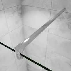 Paroi de douche avec 40 cm retour pivotant - 80 x 200 cm - 8 mm Verre effet Brume, finition chrome avec barre de fixation 140cm