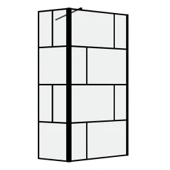 Paroi De Douche|Aurlane Paroi de douche avec pivot 80+40x195cm - Sérigraphie type Briques et Profilés Noir - DARK BLOCKS