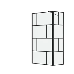 Paroi De Douche|Aurlane Paroi de douche avec pivot 100+40x195cm - Sérigraphie type Briques et Profilés Noir - DARK BLOCKS