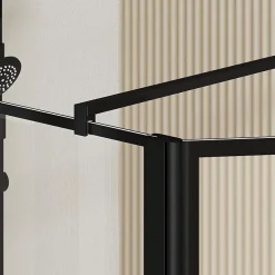 Aurlane Paroi de Douche avec Volet Pivotant 80+40x195cm - Verre 8mm Anticalcaire - Motifs et Profilés Noir