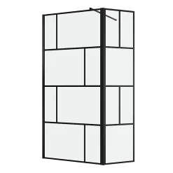 Aurlane Paroi de Douche avec Volet Pivotant 80+40x195cm - Verre 8mm Anticalcaire - Motifs et Profilés Noir