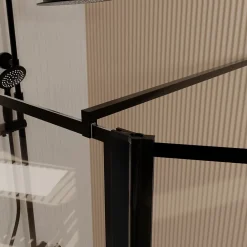 Paroi De Douche|Aurlane Paroi de Douche avec Volet Pivotant 90+40x195cm - Verre 8mm Anticalcaire - Motifs et Profilés Noir
