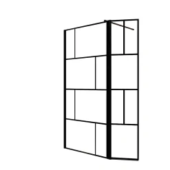 Paroi De Douche|Aurlane Paroi de Douche avec Volet Pivotant 90+40x195cm - Verre 8mm Anticalcaire - Motifs et Profilés Noir