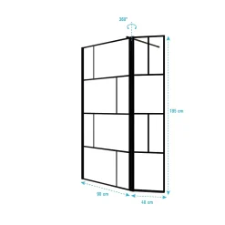 Paroi De Douche|Aurlane Paroi de Douche avec Volet Pivotant 90+40x195cm - Verre 8mm Anticalcaire - Motifs et Profilés Noir