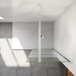 Paroi de douche chrome 90x190cm,6mm verre anticalcaire avec bandes horizontales sérigraphiées,avec barre de fixation 90cm