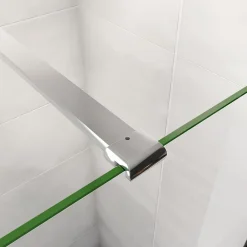 Paroi de douche chrome 90x190cm,6mm verre anticalcaire avec bandes horizontales sérigraphiées,avec barre de fixation 90cm