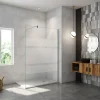 Paroi de douche chrome 140x190cm,6mm verre anticalcaire avec bandes horizontales sérigraphiées,barre de fixation 140cm en carré