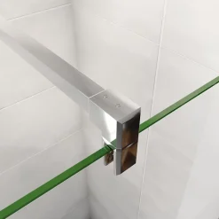 Paroi de douche chrome 120x190cm,6mm verre anticalcaire avec bandes horizontales sérigraphiées,barre de fixation 140cm en carré
