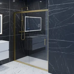 Cuisibane Paroi de douche coulissante 160 cm cadre doré GOLDY