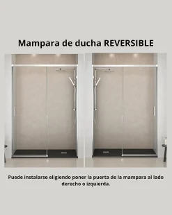 Baño Total Paroi de douche coulissante 1 porte 1 fixe 1 porte 140 cm (Adaptable 134-139cm) Verre 6 mm clair anti-calcaire Profil Chrome