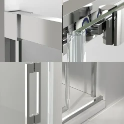 Baño Total Paroi de douche coulissante 1 porte 1 fixe 1 porte 140 cm (Adaptable 134-139cm) Verre 6 mm clair anti-calcaire Profil Chrome
