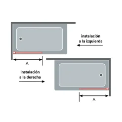 Kassandra Paroi de douche coulissante DELTA - Argent brillant - Sérigraphié - 130-132.6 cm - Fermeture amortie - Réversible - Anticalcaire