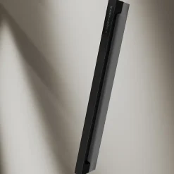 Porte De Douche|Kassandra Paroi de douche coulissante DELTA - Noir Mat - Sérigraphié - 113-115.6 cm - Fermeture amortie - Réversible - Anticalcaire