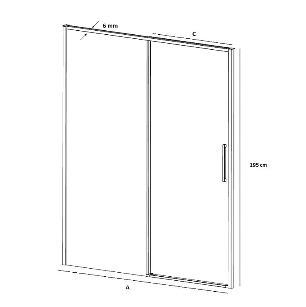 Porte De Douche|Kassandra Paroi de douche coulissante DELTA - Noir Mat - Sérigraphié - 113-115.6 cm - Fermeture amortie - Réversible - Anticalcaire