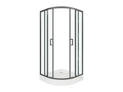 Receveur De Douche|Vente-unique Paroi de douche d'angle avec receveur - Noir - L90 x l90 x H192 cm - SIDOA