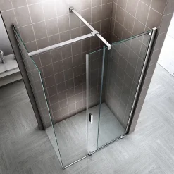 Paroi De Douche|Saniverre Paroi de douche d'angle NAPOLI H.200 cm porte coulissante verre 8 mm transparent 90 x 160 cm (porte 160) -