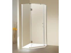 Vente-unique Paroi de douche d'angle porte battante - receveur inclus - ARDIA - 90x185 cm