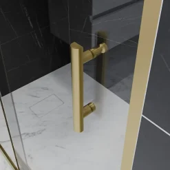Cuisibane Paroi de douche d'angle porte coulissante + retour fixe GOLDY 120 cm x 80 cm