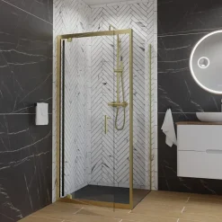 Cuisibane Paroi de douche d'angle porte pivotante + retour fixe GOLDY 90 cm x 90 cm