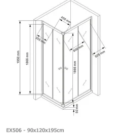 Bernstein Paroi de douche d'angle,porte coulissante, en verre véritable NANO EX506 90x120x195cm - sans receveur