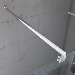 Aurlane Paroi de Douche Dépolie 140x200cm + Barre de fixation extensible - Verre 8mm - Finition Chrome