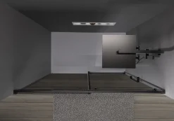 Porte De Douche|Bernstein Paroi de douche en niche 195x110cm, profil noir mat, Verre gris 8mm, Cabine de douche encastrée porte coulissante - DX906 FLEX