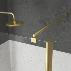 Paroi De Douche|Aurlane Paroi de Douche et Volet Pivotant 100+40x200 cm - Profilé + Barre de Fixation Or Doré Brossé