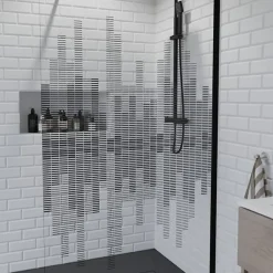Paroi De Douche|Cuisibane Paroi de douche fixe 110 cm x 200 cm motif MANHATTAN - Verre 8 mm