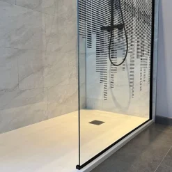 Paroi De Douche|Cuisibane Paroi de douche fixe 110 cm x 200 cm motif MANHATTAN - Verre 8 mm