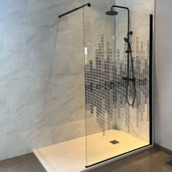 Paroi De Douche|Cuisibane Paroi de douche fixe 110 cm x 200 cm motif MANHATTAN - Verre 8 mm
