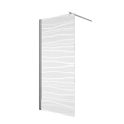 Paroi de douche fixe à l'italienne l.120xH.190cm, Walk In, verre transparent anticalcaire 6mm, décor Mistral, profilé chromé, Schulte NewStyle