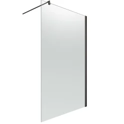 Paroi De Douche| Paroi de douche fixe à l'italienne l.140xH.200cm, verre brume 6mm, profilé noir mat, Schulte NewStyle