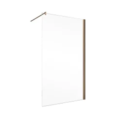 Paroi de douche fixe à l'italienne l.90xH.200cm, Walk In, verre transparent anticalcaire 6mm, profilé cuivré, Schulte NewStyle