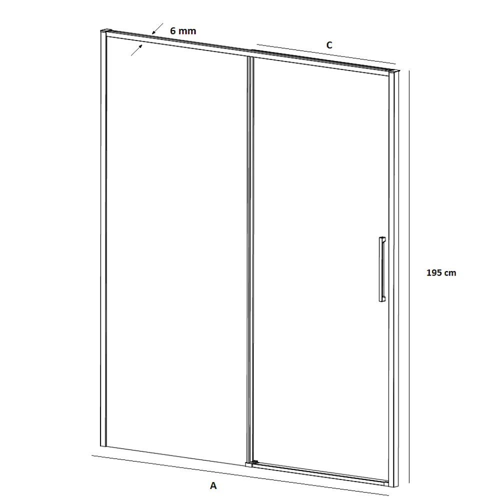 Kassandra Paroi de douche fixe + porte coulissante DELTA 120-122.6 cm