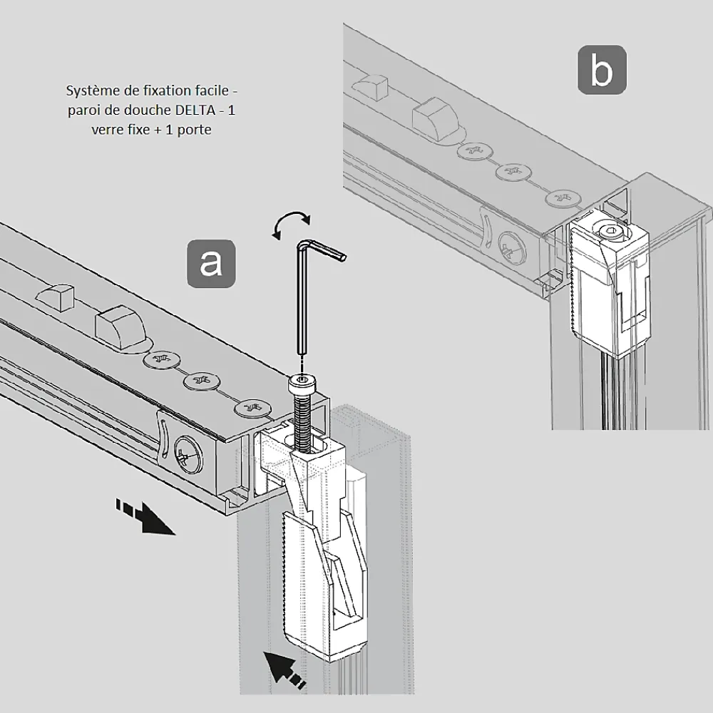 Kassandra Paroi de douche fixe + porte coulissante DELTA 120-122.6 cm