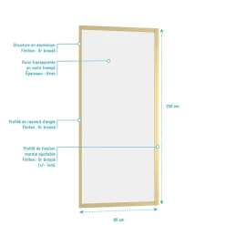 Galedo Paroi de douche fixe 80 x 200 cm, doré brossé, Factory