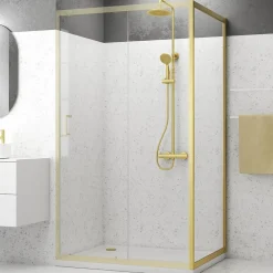 Galedo Paroi de douche fixe 90 x 200 cm, doré brossé, Factory