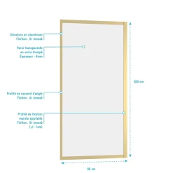 Galedo Paroi de douche fixe 90 x 200 cm, doré brossé, Factory