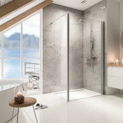 Paroi De Douche| Paroi de douche fixe avec volet pivotant l.100 + 35 x H.200 cm Walk In, profilés alu chrome, Schulte MasterClass