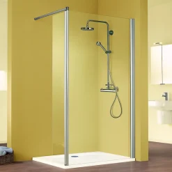 Paroi De Douche| Paroi de douche fixe avec volet pivotant l.100 + 35 x H.200 cm Walk In, profilés alu chrome, Schulte MasterClass