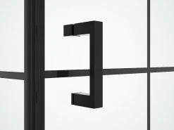 Paroi De Douche|Vente-unique Paroi de douche fixe avec porte pivotante serigraphiée noir mat - 80 x 80 x 190 cm - CAPARICA
