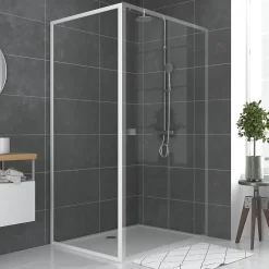 Galedo Paroi de douche fixe blanc Spot transparent 90cm
