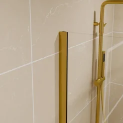 Paroi De Douche|Cuisibane Paroi de douche fixe dorée 110 cm x 200 cm GOLDY - Verre 8 mm
