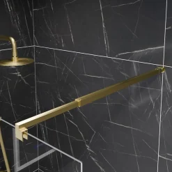 Paroi De Douche|Cuisibane Paroi de douche fixe dorée 110 cm x 200 cm GOLDY - Verre 8 mm